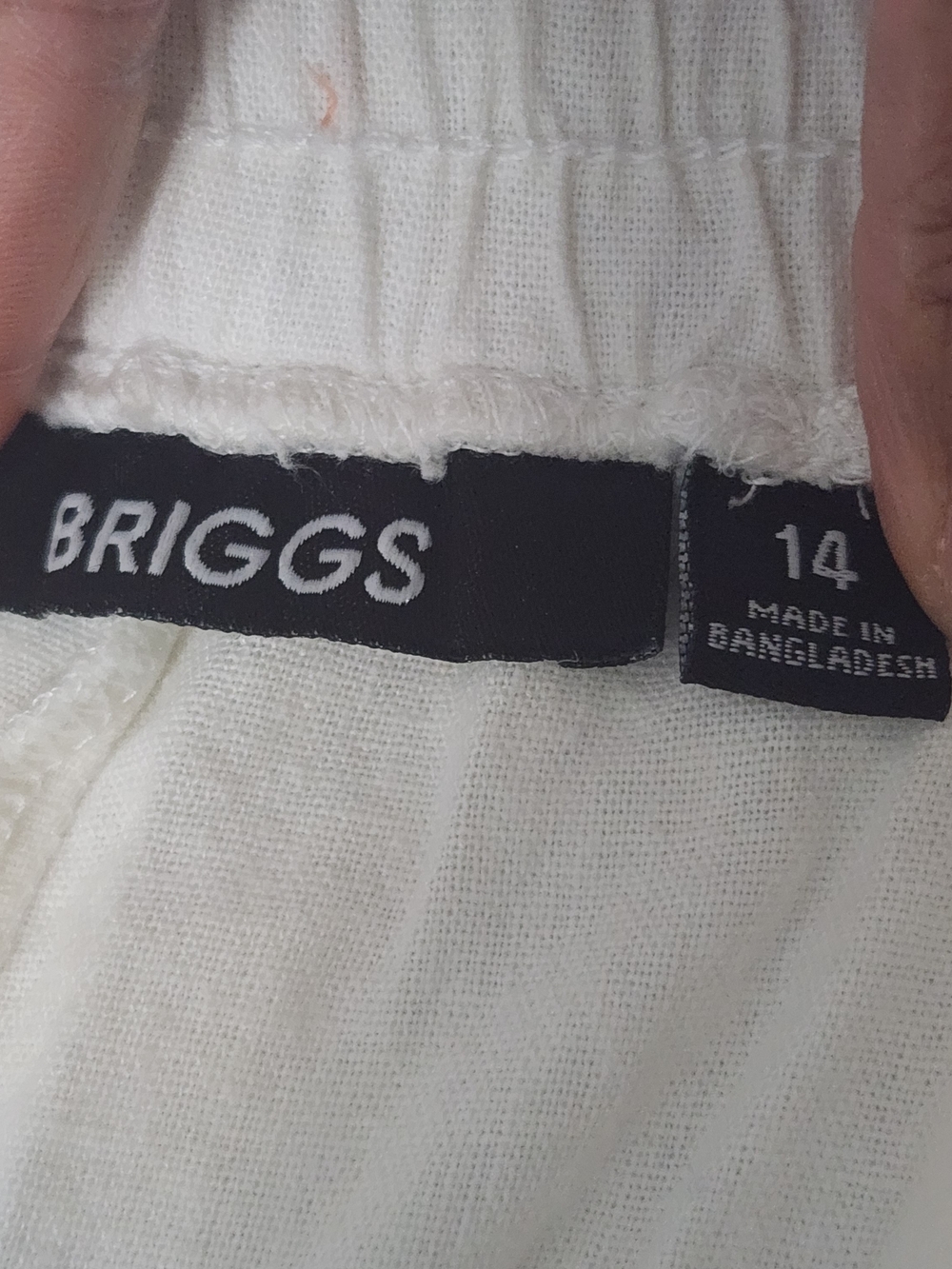 BRIGGS Crop Pants White Drawstring Ruched Hem Size 14 Lagenlook
